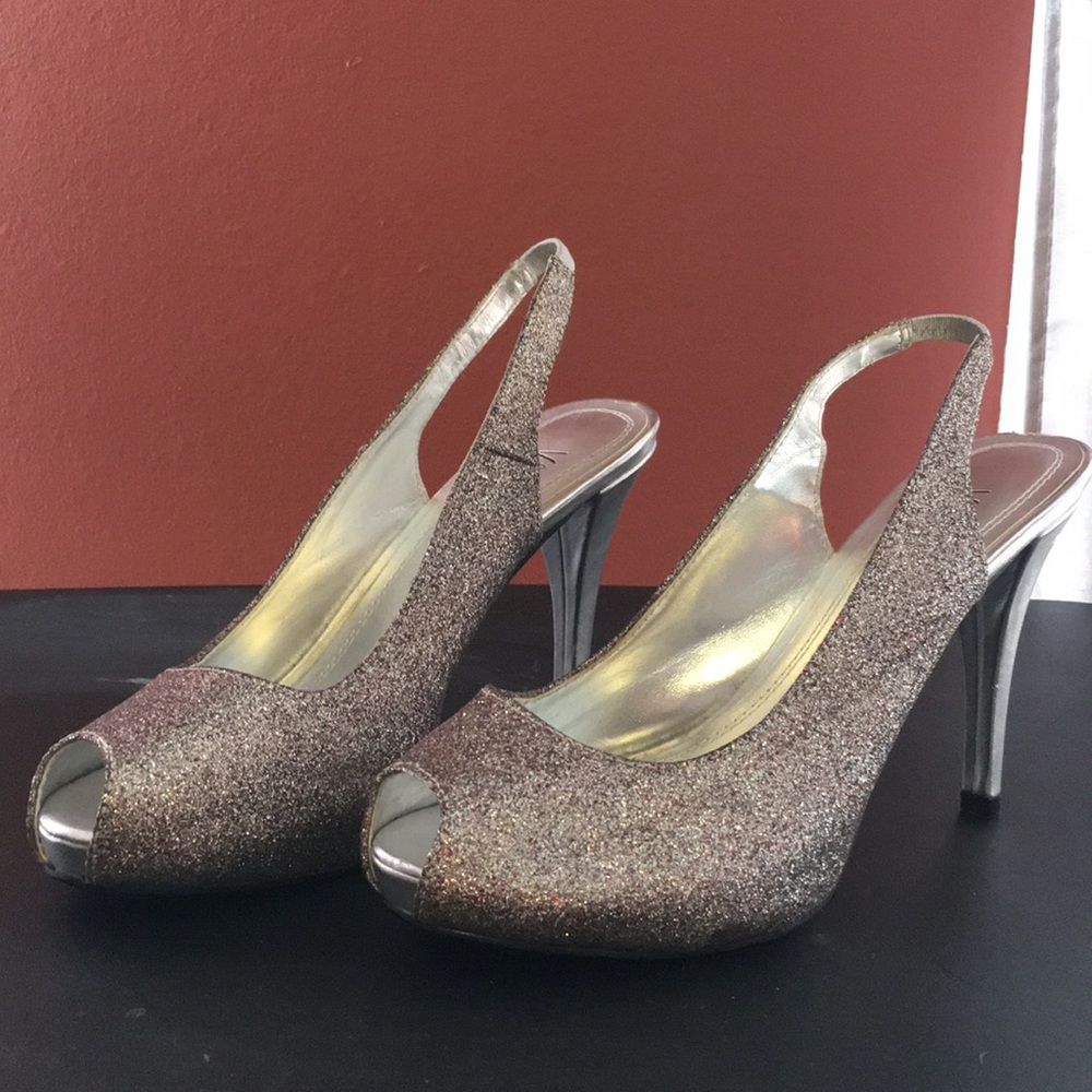 Open Toe Heels Glitter Sparkle